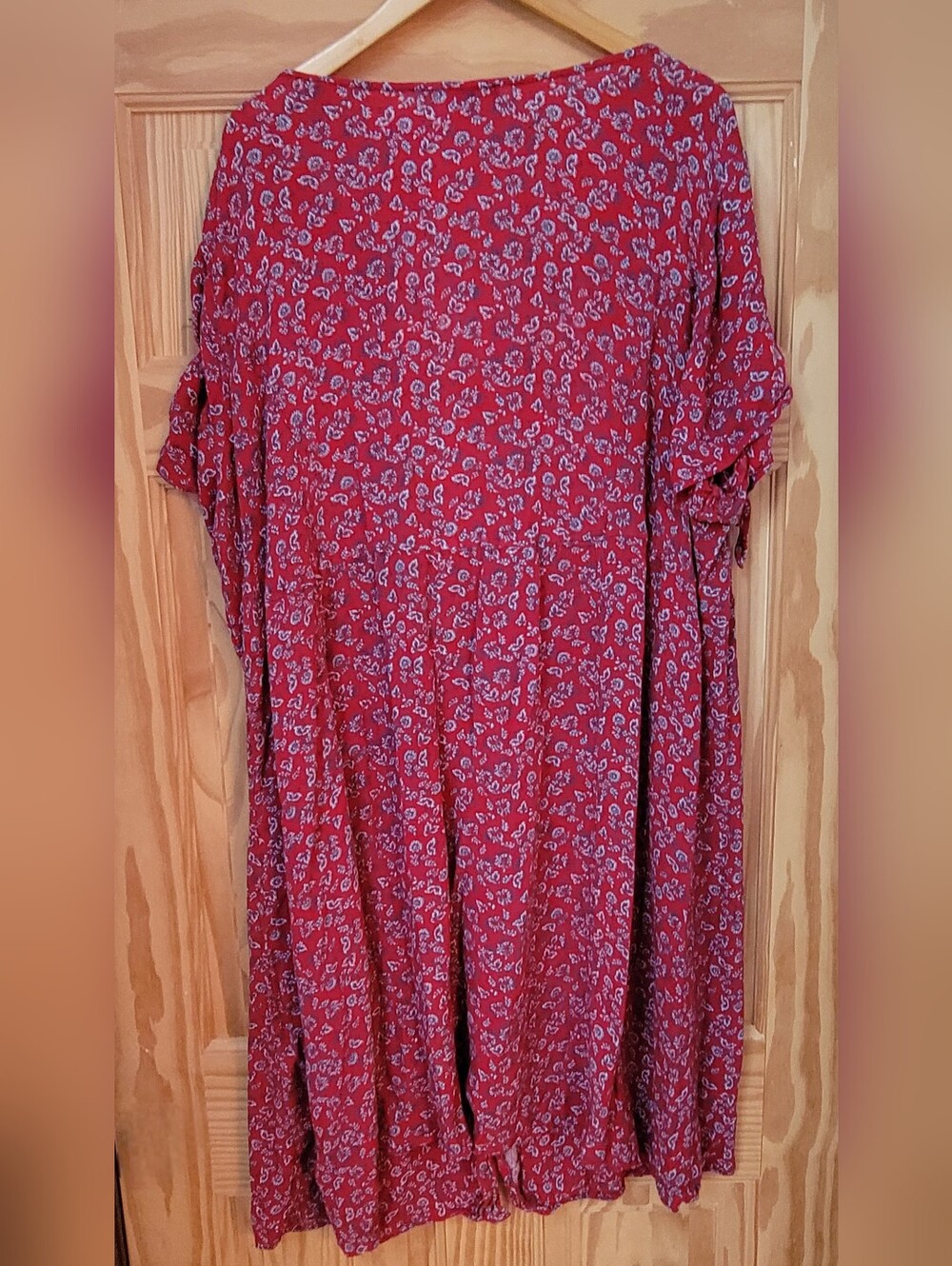 ellos Red Floral Button-Front Midi Dress- Size 32 - Picture 2 of 3